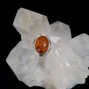 Sterling silver Baltic amber ring